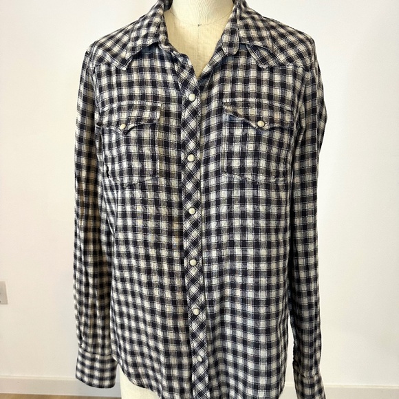 Lucky Brand Western-style check shirt size M - Picture 1 of 8